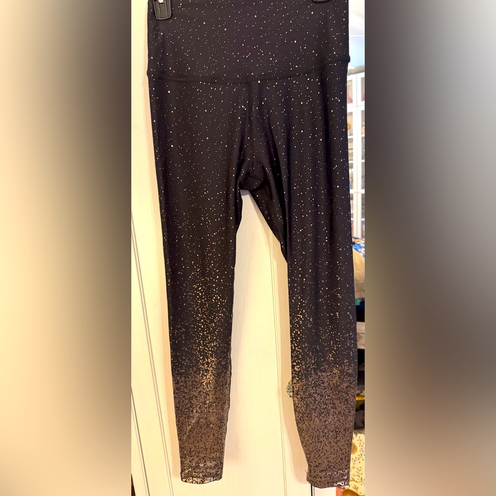 Beyond Yoga Black Leggings with Gold Speckles